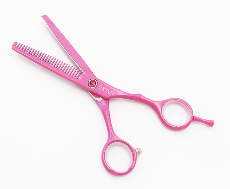 ROCOCO Professional 5.5 inch Pink Salon Hair Cutting Scissors and Hair Thinning Shears with Razor for Female Hairdresser(Pink) - Image 4